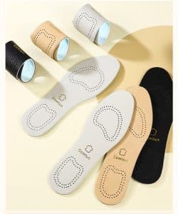 Grey cowhide latex insole show
