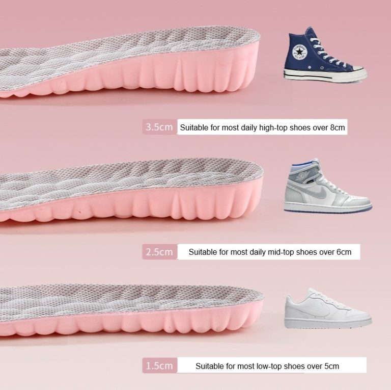 Pink comfortable height-increasing insoles types