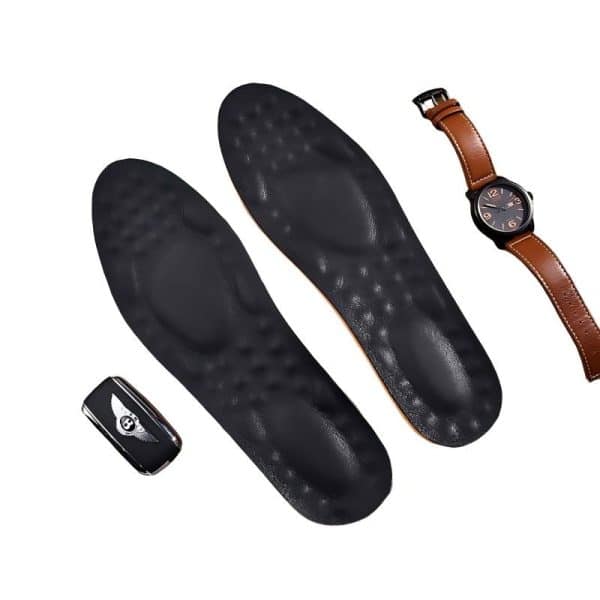 Black men's Cowhide Super Elastic Massage Insoles